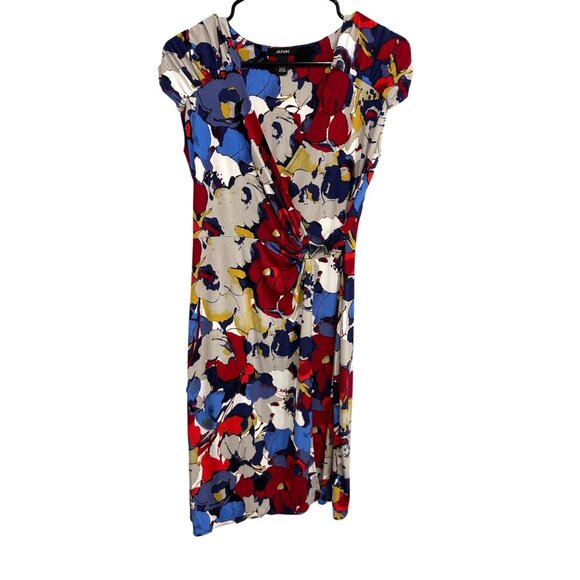 Alfani Multicolor Floral Cap Sleeve Dress Side Knot Detail Sz XS - Picture 1 of 9